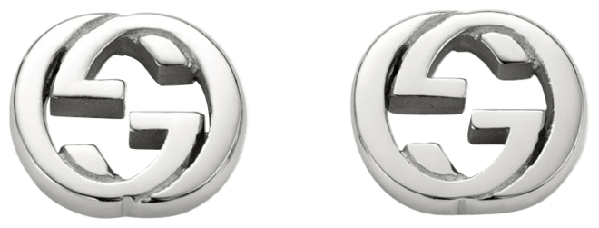 Gucci Sterling Silver Interlocking Stud Earrings