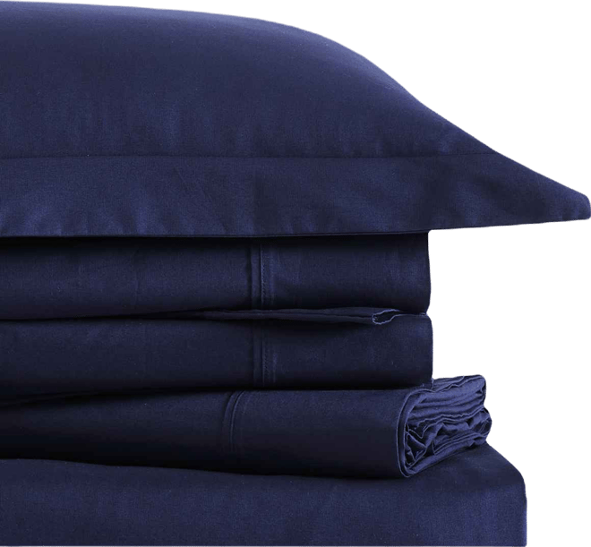Solid Cotton Percale 4-Pc. Sheet Set, Queen