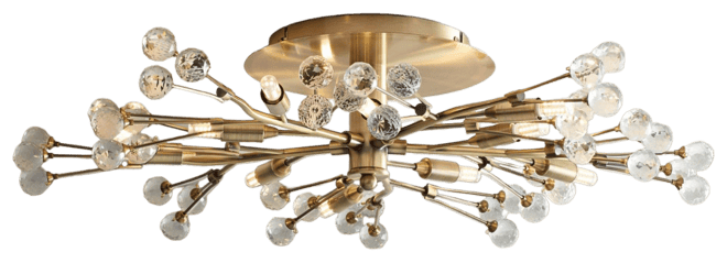 Ceiling Light Semi Flush Mount Fixture Led Brass 27 1/2" Wide 10-Light Crystal Berry for Living Room