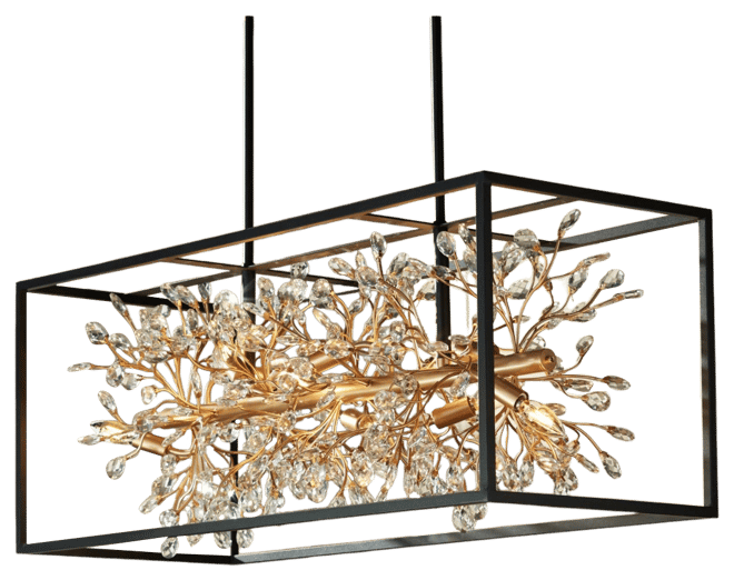 Possini Euro Design Carrine Black Painted Gold Linear Pendant Chandelier 38 1/2" Wide Modern Clear Crystal 8-Light Fixture Dining Room House Foyer Ent