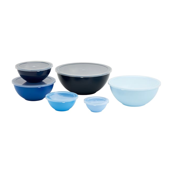 Bpa Free Plastic Round Mixing Bowl With Lids, Nesting Bowls With