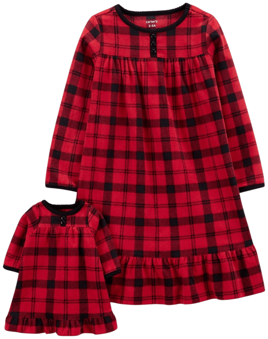 Girls 4 14 Carter s Christmas Buffalo Plaid Nightgown Matching