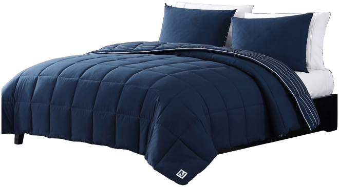 Longdale Solid Stripe Reversible 3 Piece Comforter Set, King