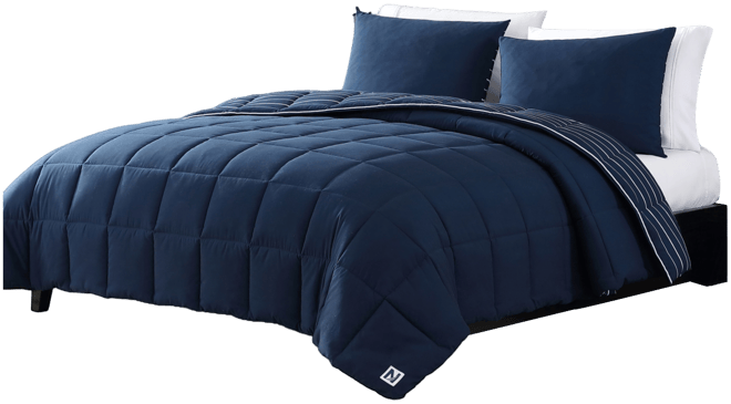Longdale Solid Stripe Reversible 2 Piece Comforter Set, Twin