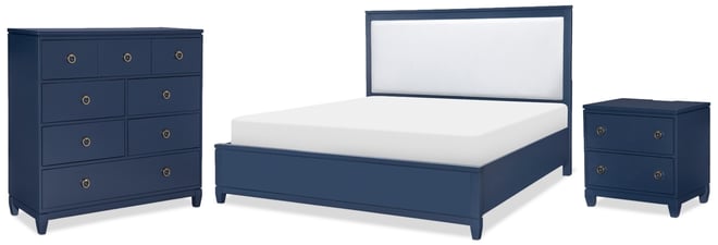 Summerland 3pc Bedroom Set (Queen Upholstered Bed, Chest, Nightstand)