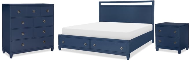 Summerland 3pc Bedroom Set (Queen Panel Storage Bed, Chest, Nightstand)