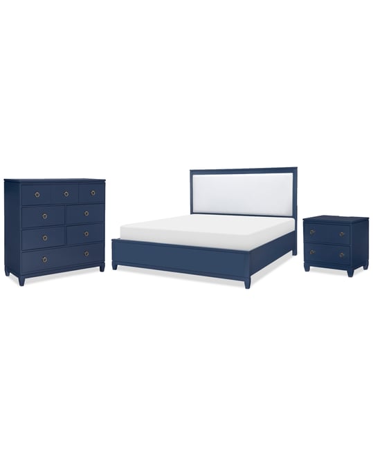 Summerland 3pc Bedroom Set (California King Upholstered Bed, Chest, Nightstand)