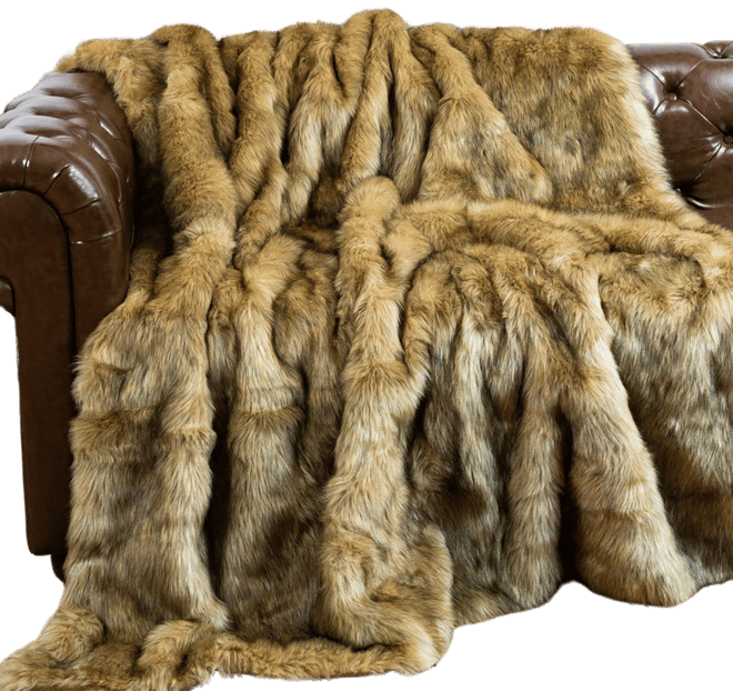 Luxury Tipped Faux Fur Throw, 60" x 80"