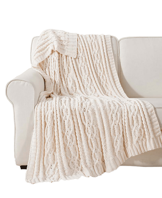 Lifestyle Cable Knit Chenille Throw, 51" x 67"