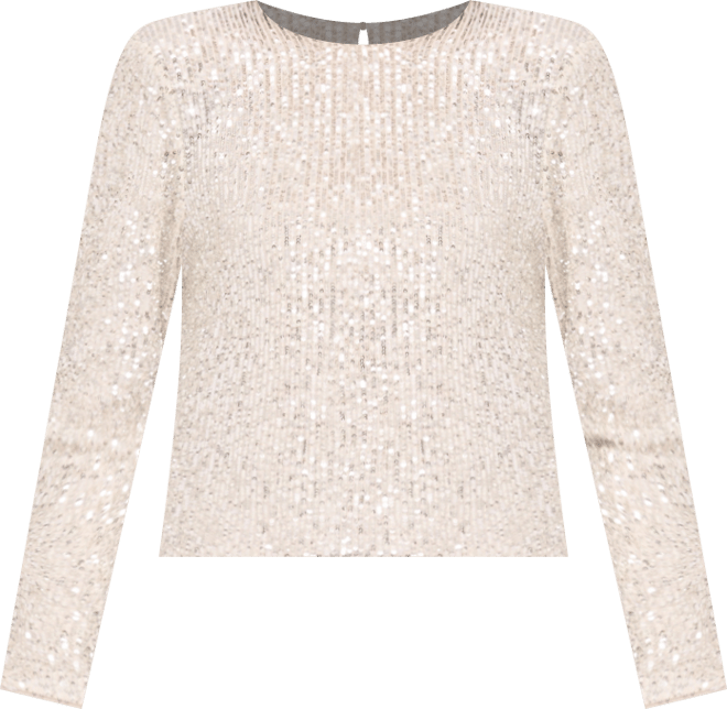 Women's Long Sleeve Crew Neck Sequin Blouse