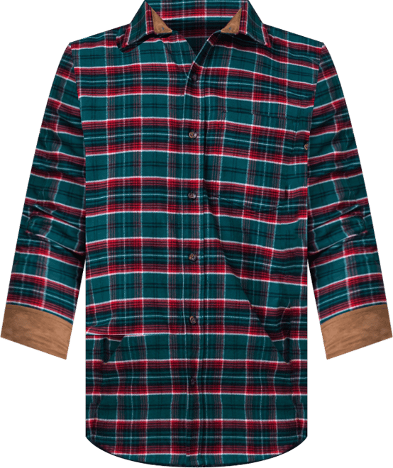 Men's Organic Flannel Shirt with Suede Detail