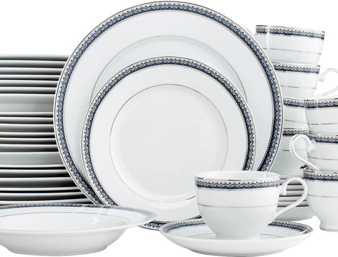 Platinum Crown Cobalt 40 Pc. Dinnerware Set, Service for 8