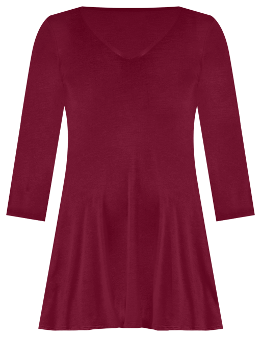Women's Three Quarter Sleeve V-neck Tunic Top