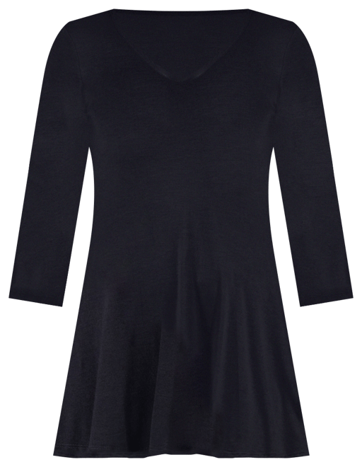 Women's Three Quarter Sleeve V-neck Tunic Top