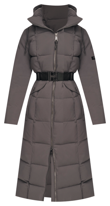 DKNY Women's Mixed-Media Belted Hooded Maxi Puffer Coat - Macy's