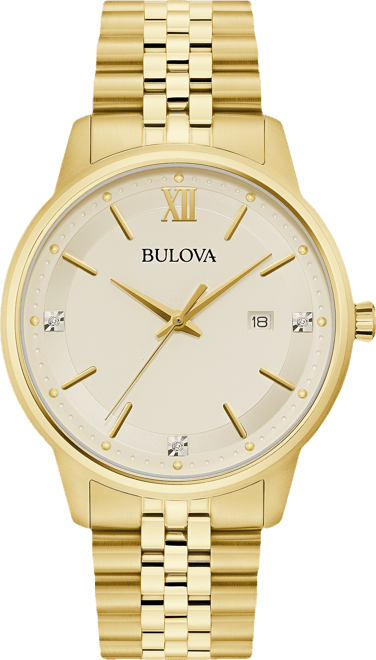 Men's Classic Diamond Accent Gold-Tone Stainless Steel Bracelet Watch 41mm