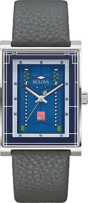 Men's Frank Lloyd Wright Robie House Gray Leather Strap Watch 31mm