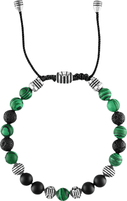 Men's Marine Star Beaded Bolo Bracelet in Stainless Steel