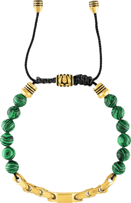 Men's Link Beaded Bolo Bracelet in Gold-Plated Stainless Steel