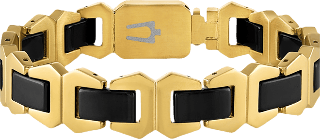 Men's Icon Black Ceramic Bracelet in Gold Ion-Plated Stainless Steel