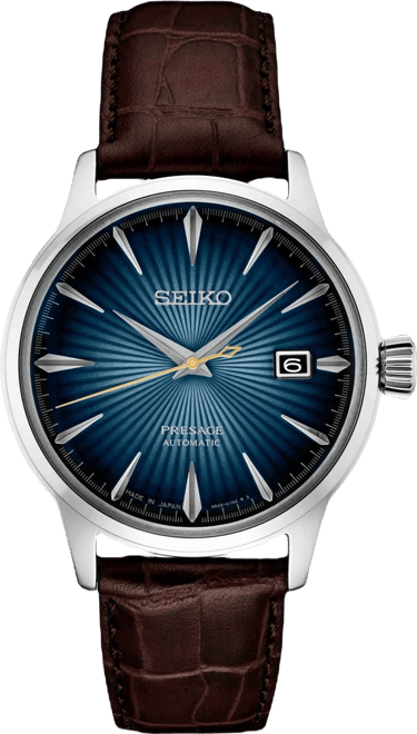 Men's Automatic Presage Cocktail Time Brown Leather Strap Watch 41mm