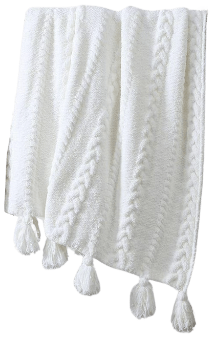 Braided Pom Pom Throw, 52" x 75"