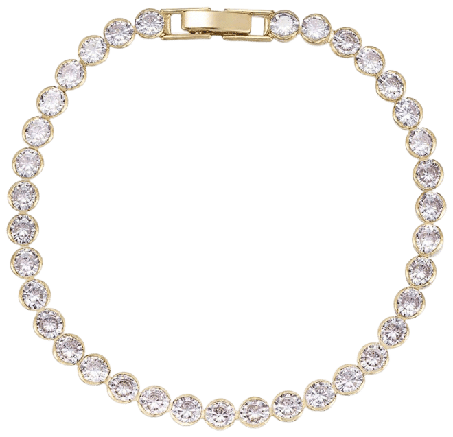 Cubic Zirconia Chain 18K Gold Plated Tennis Bracelet