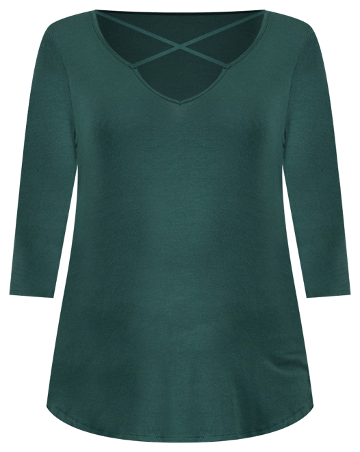 Women's Criss Cross Round Hemline Tunic Top