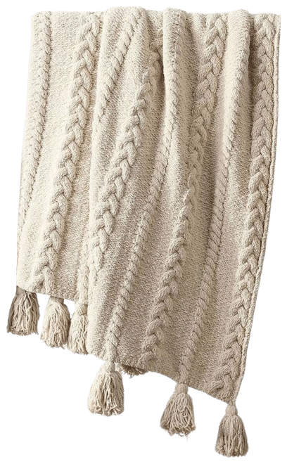 Braided Pom Pom Throw, 52" x 75"