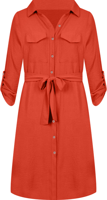 Women's Long Roll Tab Sleeve Shirtdress