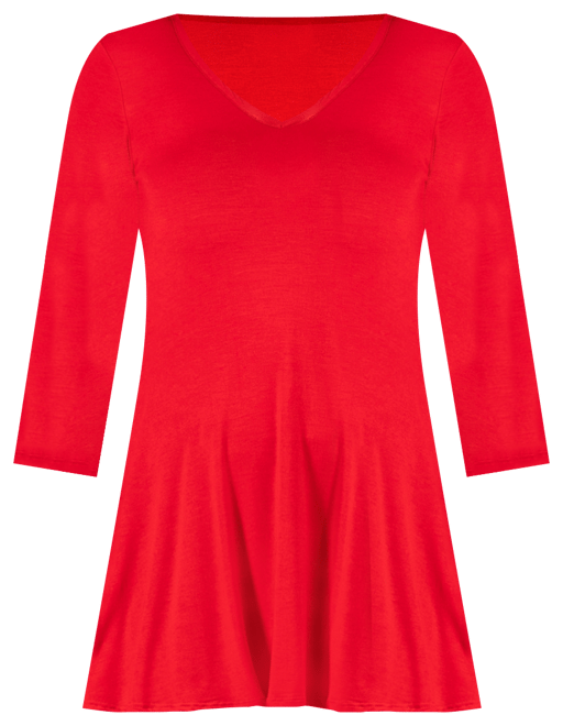 Women's Three Quarter Sleeve V-neck Tunic Top