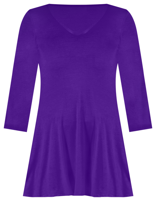 Women's Three Quarter Sleeve V-neck Tunic Top
