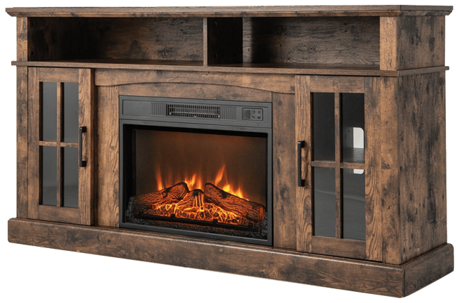 58" Fireplace Tv Stand with 1400W Electric Fireplace for TVs up to 65 Inches