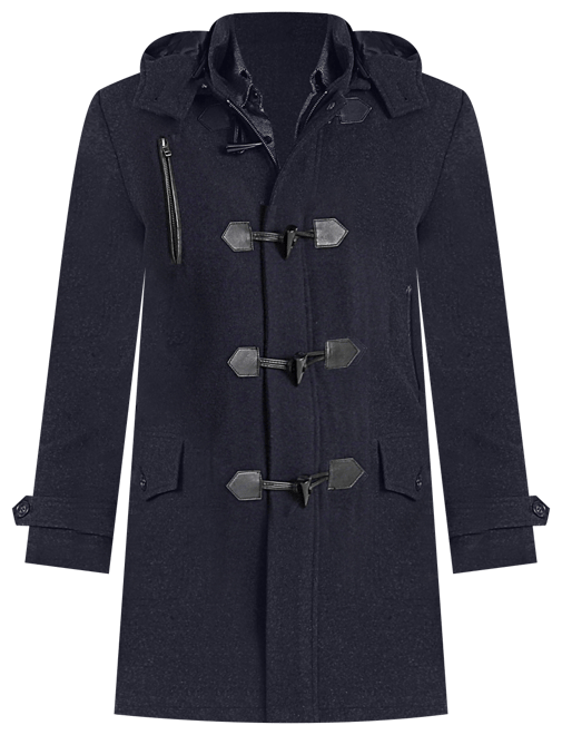 Men Tyson Wool Blend Leather Trimmed Toggle Coat