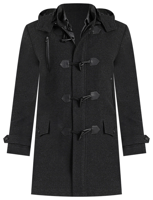 Men Tyson Wool Blend Leather Trimmed Toggle Coat