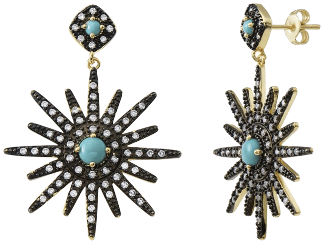 Faux Turquoise Starburst Earrings