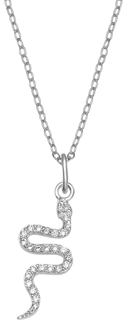 PRIMROSE Sterling Silver Cubic Zirconia Snake Pendant Necklace