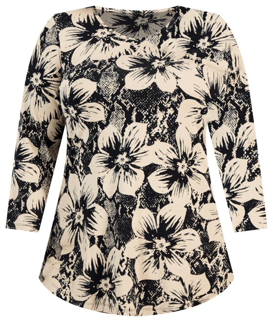 JM Collection Plus Size Floral-Print 3/4-Sleeve Top, Created for