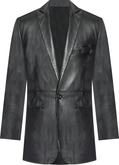 Men One-Button Tuxedo Leather Blazer