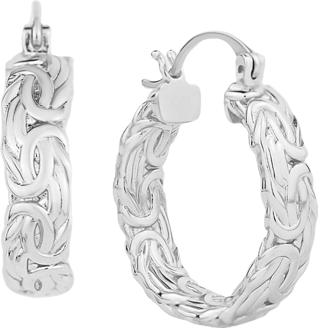 Byzantine Texture Small Hoop Earrings, 0.98"