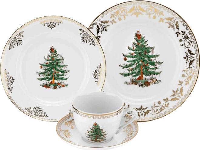 Christmas Tree Gold 4 Piece Place Setting