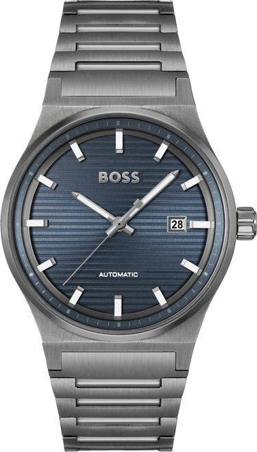 BOSS Men Candor Auto Automatic Ionic Plated Gray Steel Watch 41mm