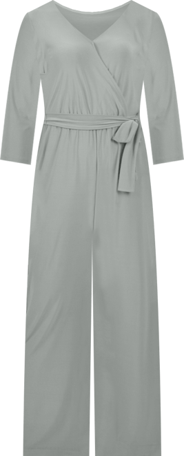 Petite 3/4 Sleeve Printed Belted Jumpsuit