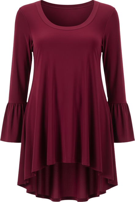 Women's Long Bell Sleeve High Low Tunic Top