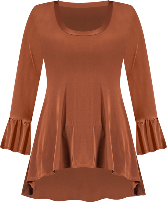 Women's Long Bell Sleeve High Low Tunic Top