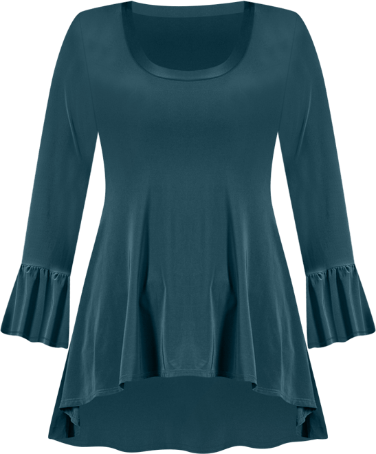 Women's Long Bell Sleeve High Low Tunic Top