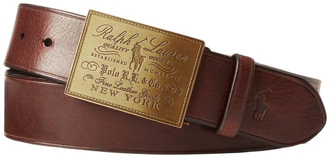 Polo metal plaque outlet buckle belt