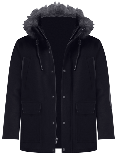 Men's Dawson Hooded Parka with Faux-Leather & Faux-Fur Trim