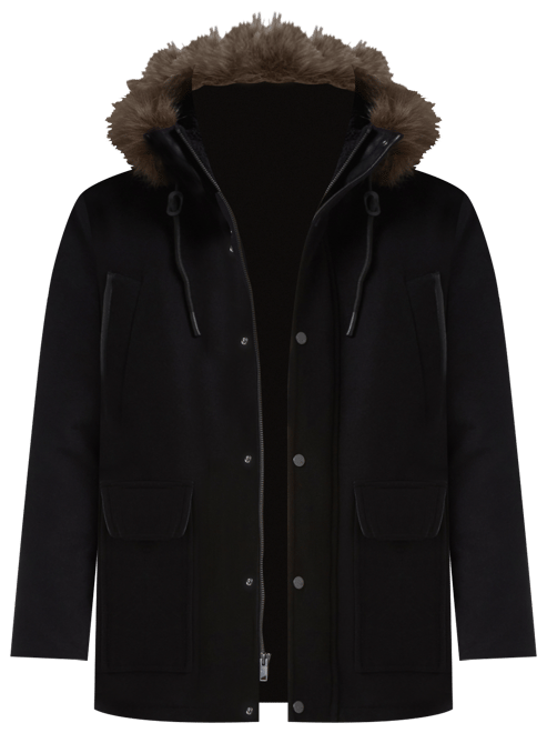 Men's Dawson Hooded Parka with Faux-Leather & Faux-Fur Trim