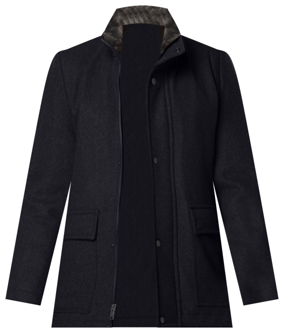 Men's Brooks Melton Wool Car Coat with Faux Fur Collar